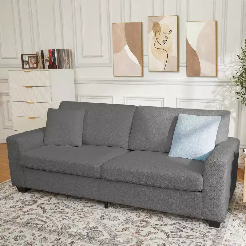 Divano moderno da 83 pollici, divano a 3 posti con braccioli larghi, divano con seduta profonda, divano imbottito comodo per soggiorno, camera da letto, ufficio