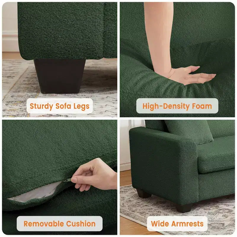 Divano moderno da 83 pollici, divano a 3 posti con braccioli larghi, divano con seduta profonda, divano imbottito comodo per soggiorno, camera da letto, ufficio