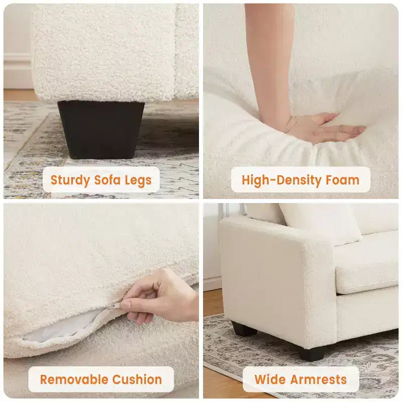 Divano moderno da 83 pollici, divano a 3 posti con braccioli larghi, divano con seduta profonda, divano imbottito comodo per soggiorno, camera da letto, ufficio