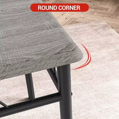 Set da pranzo moderno 5 pezzi, tavolo salvaspazio e 4 sedie, struttura in metallo, Retro/Grigio