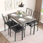 5-Piece Modern Dining Table Set, Small Space Table & 4 Chairs, Metal Frame, Retro/Gray