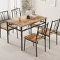 Set da pranzo moderno 5 pezzi, tavolo salvaspazio e 4 sedie, struttura in metallo, Retro/Grigio