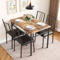 Set da pranzo moderno 5 pezzi, tavolo salvaspazio e 4 sedie, struttura in metallo, Retro/Grigio