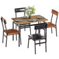 Dining Table Set for 4, 5 Piece Wooden Dining Room Table Set, 4 PU Upholstered Chair,Metal Frame Dinette Set for Dining Room, Party, Apartment
