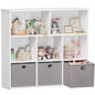 GOTGELIF Kids Bookshelf & Toy Storage Organizer - Solid Wood, 3-Tier Rack, 5 Cubbies & 3 Drawers