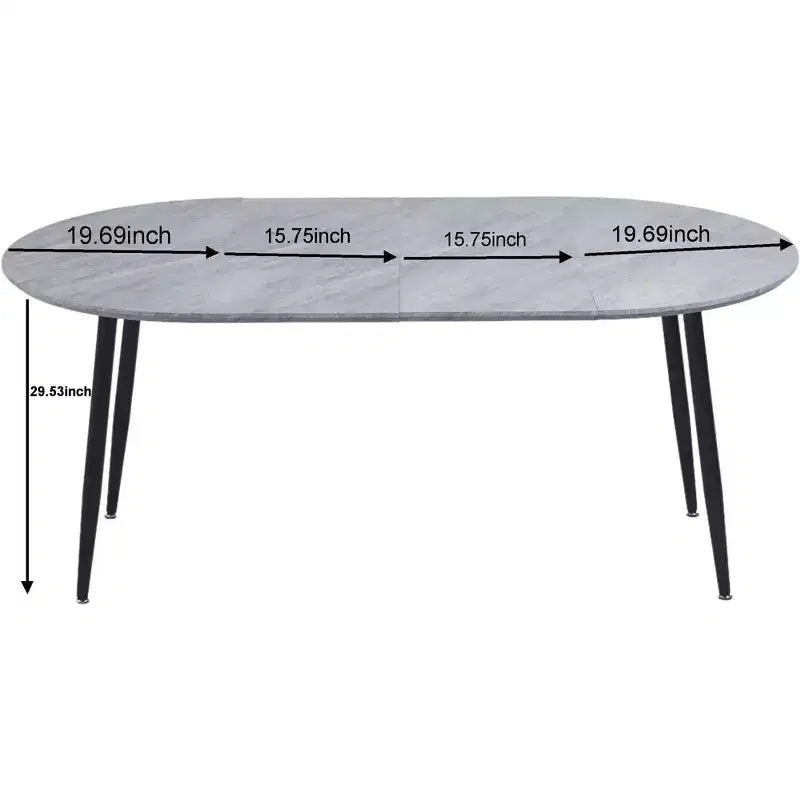 Tavolo da pranzo ovale allungabile moderno Okak in legno con robuste gambe in metallo, tavolo da cucina minimalista per sala da pranzo, pasti in famiglia