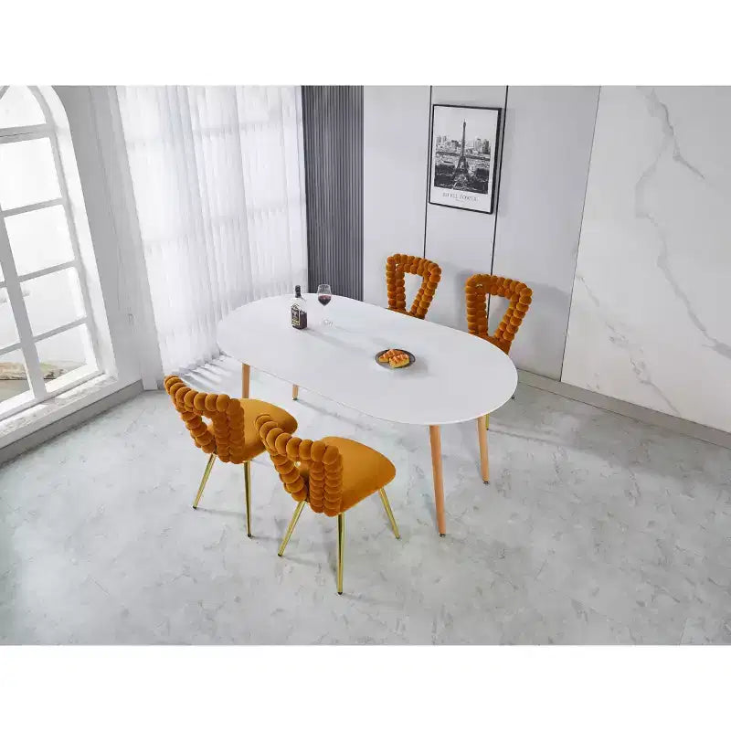 Tavolo da pranzo ovale allungabile moderno Okak in legno con robuste gambe in metallo, tavolo da cucina minimalista per sala da pranzo, pasti in famiglia