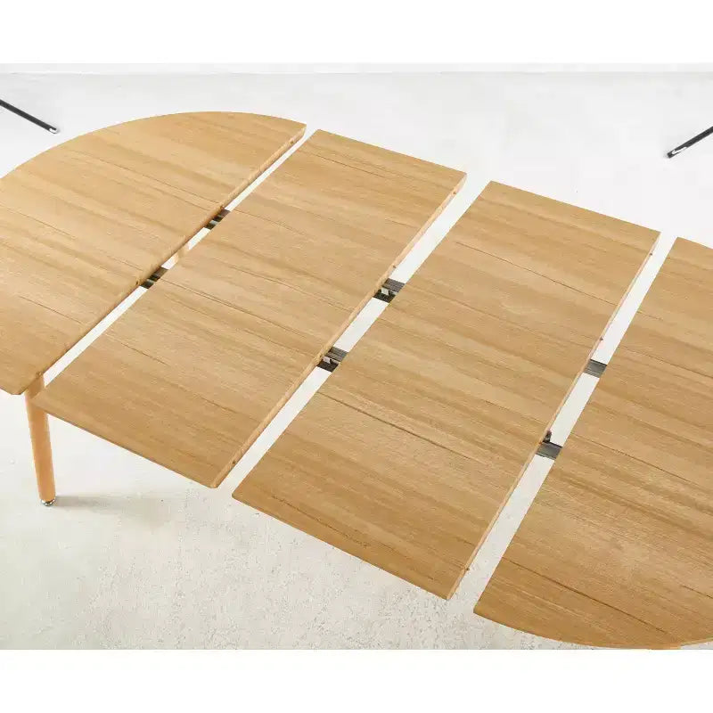 Tavolo da pranzo ovale allungabile moderno Okak in legno con robuste gambe in metallo, tavolo da cucina minimalista per sala da pranzo, pasti in famiglia