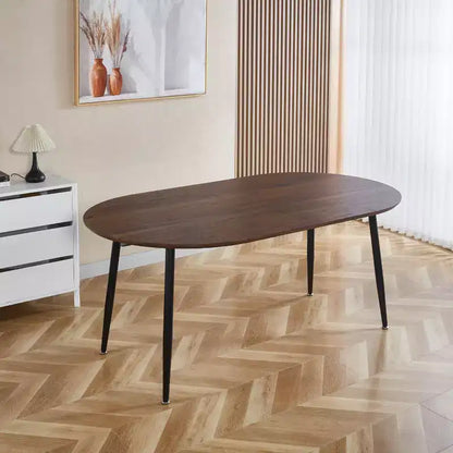 Tavolo da pranzo ovale allungabile moderno Okak in legno con robuste gambe in metallo, tavolo da cucina minimalista per sala da pranzo, pasti in famiglia