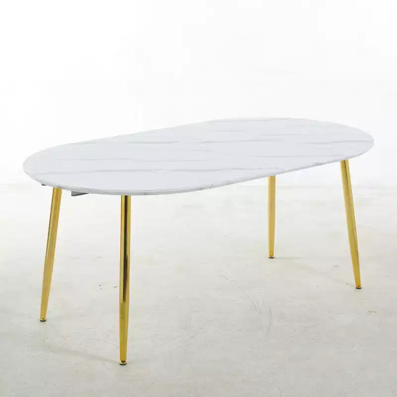Tavolo da pranzo ovale allungabile moderno Okak in legno con robuste gambe in metallo, tavolo da cucina minimalista per sala da pranzo, pasti in famiglia