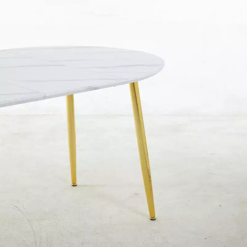 Tavolo da pranzo ovale allungabile moderno Okak in legno con robuste gambe in metallo, tavolo da cucina minimalista per sala da pranzo, pasti in famiglia