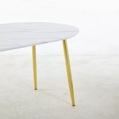 Tavolo da pranzo ovale allungabile moderno Okak in legno con robuste gambe in metallo, tavolo da cucina minimalista per sala da pranzo, pasti in famiglia