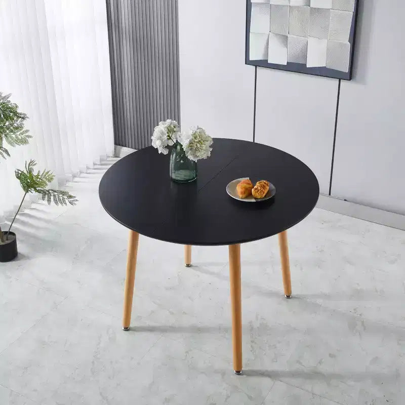 Tavolo da pranzo ovale allungabile moderno Okak in legno con robuste gambe in metallo, tavolo da cucina minimalista per sala da pranzo, pasti in famiglia