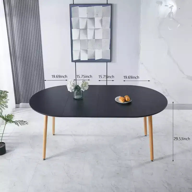 Tavolo da pranzo ovale allungabile moderno Okak in legno con robuste gambe in metallo, tavolo da cucina minimalista per sala da pranzo, pasti in famiglia