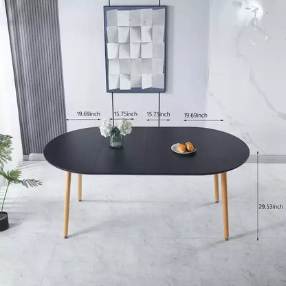 Tavolo da pranzo ovale allungabile moderno Okak in legno con robuste gambe in metallo, tavolo da cucina minimalista per sala da pranzo, pasti in famiglia
