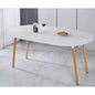 Tavolo da pranzo ovale allungabile moderno Okak in legno con robuste gambe in metallo, tavolo da cucina minimalista per sala da pranzo, pasti in famiglia