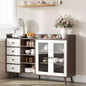 Farmhouse Buffet Cabinet - 2 Glass Door Storage Sideboard with Adjustable Shelves for Dining Room