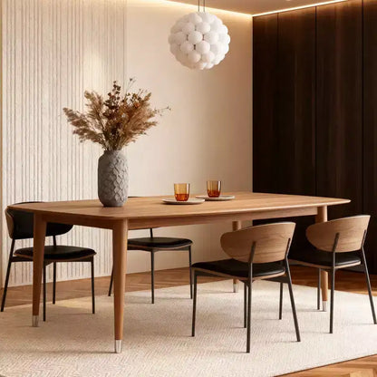Tavolo da pranzo in legno moderno di metà secolo Gaoyangjiaju 62.9 - Tavolo da cucina rettangolare con angoli arrotondati e gambe affusolate con punta in metallo - Posti a sedere da 4 a 6