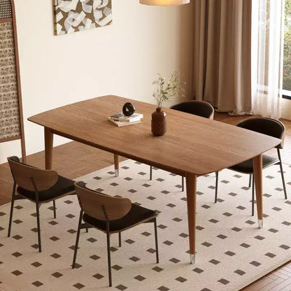 Tavolo da pranzo in legno moderno di metà secolo Gaoyangjiaju 62.9 - Tavolo da cucina rettangolare con angoli arrotondati e gambe affusolate con punta in metallo - Posti a sedere da 4 a 6