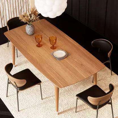 Tavolo da pranzo in legno moderno di metà secolo Gaoyangjiaju 62.9 - Tavolo da cucina rettangolare con angoli arrotondati e gambe affusolate con punta in metallo - Posti a sedere da 4 a 6