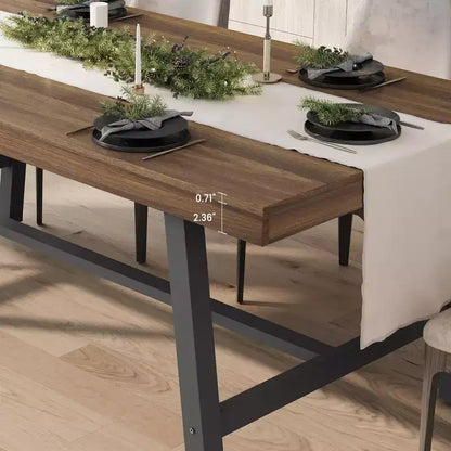 Tavolo da pranzo grande e lungo Rustic Wood 63 per 6 persone, tavolo da cucina rettangolare industriale con robuste gambe in metallo nero per soggiorno e sala da pranzo