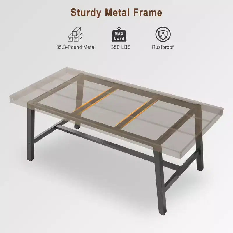 Tavolo da pranzo grande e lungo Rustic Wood 63 per 6 persone, tavolo da cucina rettangolare industriale con robuste gambe in metallo nero per soggiorno e sala da pranzo