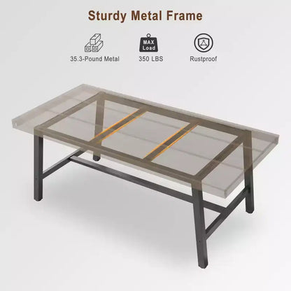 Tavolo da pranzo grande e lungo Rustic Wood 63 per 6 persone, tavolo da cucina rettangolare industriale con robuste gambe in metallo nero per soggiorno e sala da pranzo