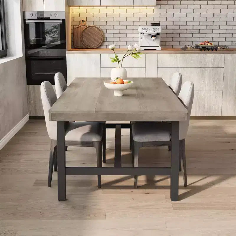 Tavolo da pranzo grande e lungo Rustic Wood 63 per 6 persone, tavolo da cucina rettangolare industriale con robuste gambe in metallo nero per soggiorno e sala da pranzo