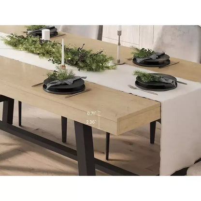 Tavolo da pranzo grande e lungo Rustic Wood 63 per 6 persone, tavolo da cucina rettangolare industriale con robuste gambe in metallo nero per soggiorno e sala da pranzo