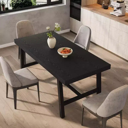 Tavolo da pranzo grande e lungo Rustic Wood 63 per 6 persone, tavolo da cucina rettangolare industriale con robuste gambe in metallo nero per soggiorno e sala da pranzo