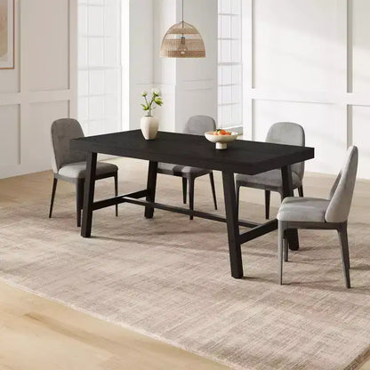 Tavolo da pranzo grande e lungo Rustic Wood 63 per 6 persone, tavolo da cucina rettangolare industriale con robuste gambe in metallo nero per soggiorno e sala da pranzo