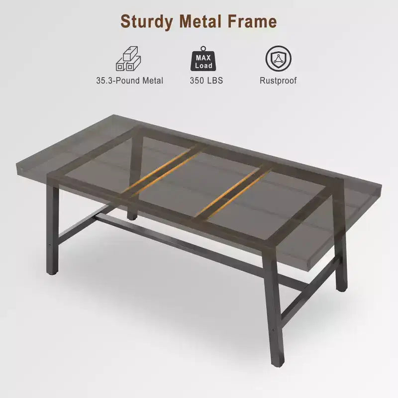 Tavolo da pranzo grande e lungo Rustic Wood 63 per 6 persone, tavolo da cucina rettangolare industriale con robuste gambe in metallo nero per soggiorno e sala da pranzo