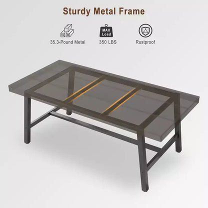 Tavolo da pranzo grande e lungo Rustic Wood 63 per 6 persone, tavolo da cucina rettangolare industriale con robuste gambe in metallo nero per soggiorno e sala da pranzo