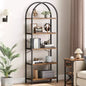 Libreria ad arco a 5 ripiani Coolmee, Scaffale espositivo alto, Libreria grande in legno per camera da letto, soggiorno, ufficio