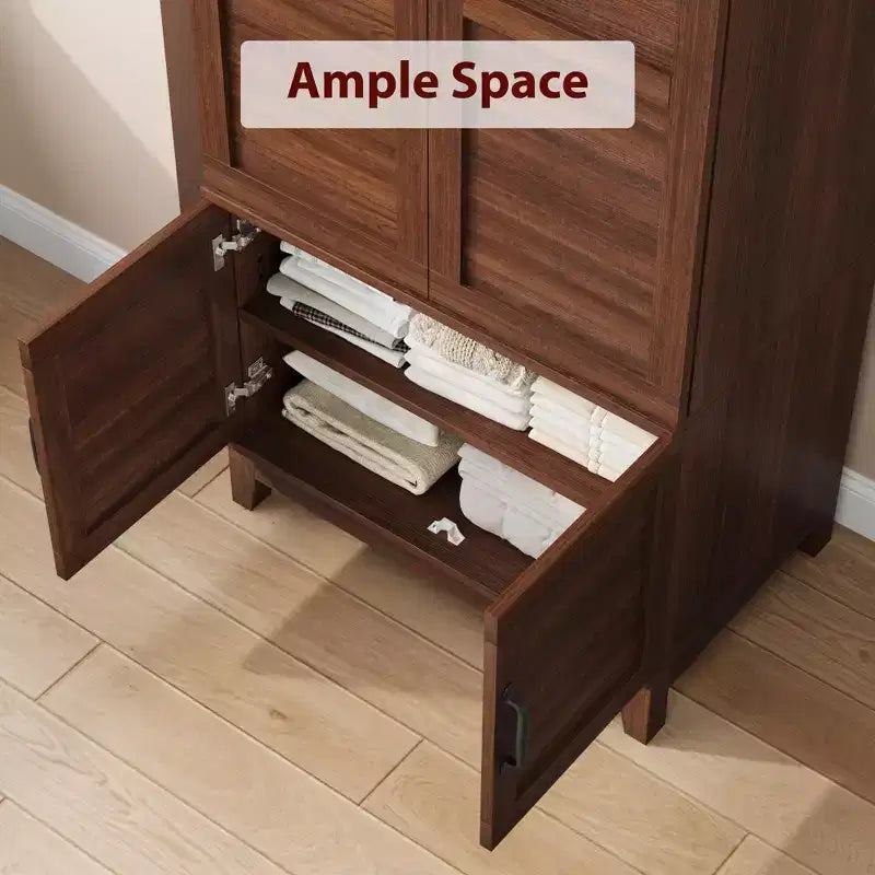 Coolmee Armadio Guardaroba con 4 Ante, Armadio Guardaroba in Legno da 72" con Asta Appendiabiti, Armadio Autoportante Alto per Vestiti