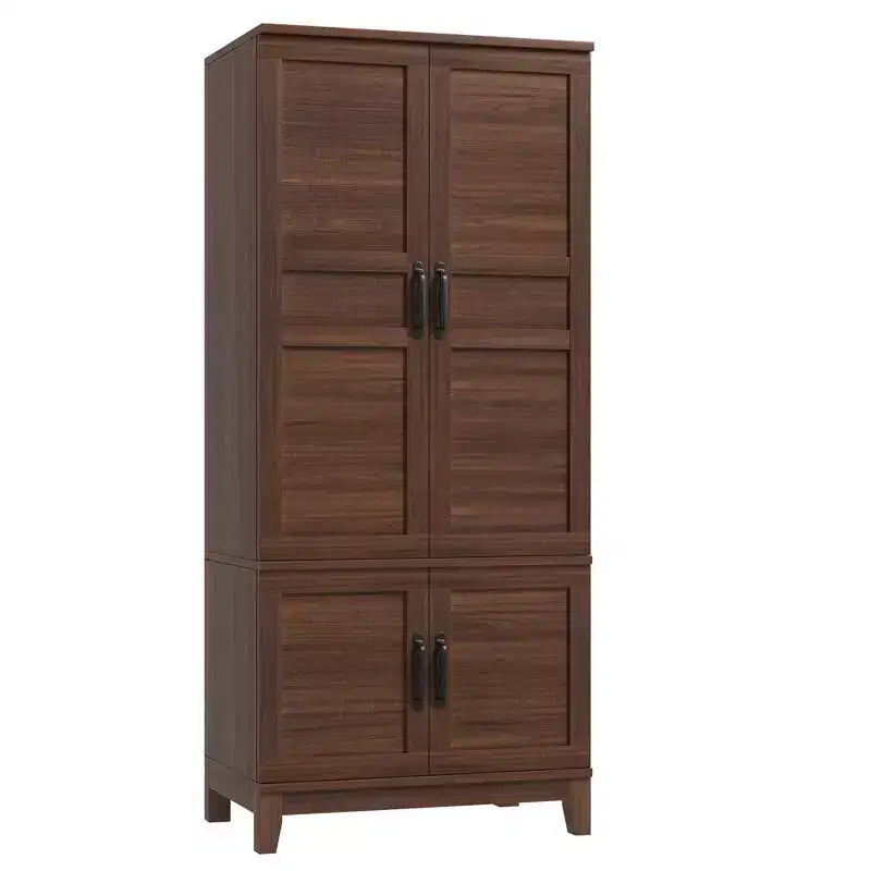 Coolmee Armadio Guardaroba con 4 Ante, Armadio Guardaroba in Legno da 72" con Asta Appendiabiti, Armadio Autoportante Alto per Vestiti