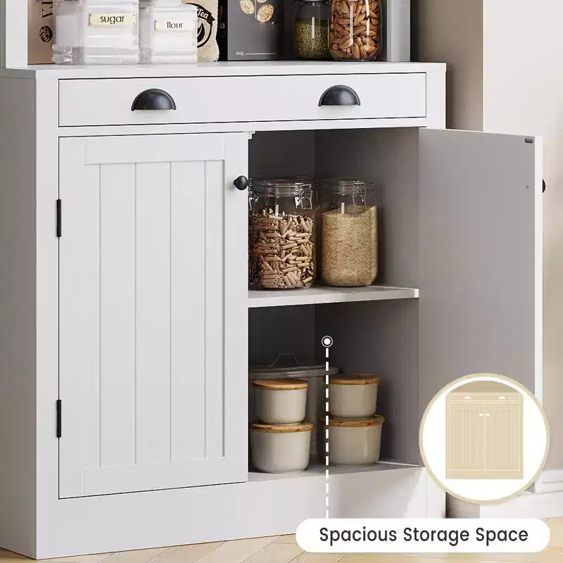 Libreria autoportante alta 178 cm, Scaffale in legno a 5 ripiani con ripiani aperti e armadietto, Mobile moderno per esposizione e conservazione, Credenza dispensa