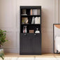 70 Tall Freestanding Bookshelf, 5 Tier Wooden Bookcase with Open Shelves & Cabinet, Modern Display Storage Cabinet, Pantry Sideboard