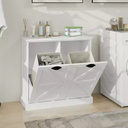 AndMakers Armadietto per biancheria bianco con 2 ante, 31,49 in. L x 13,77 in. P x 30,7 in. H