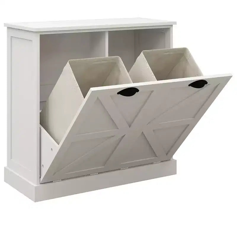 AndMakers Armadietto per biancheria bianco con 2 ante, 31,49 in. L x 13,77 in. P x 30,7 in. H