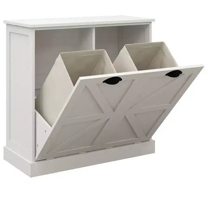 AndMakers Armadietto per biancheria bianco con 2 ante, 31,49 in. L x 13,77 in. P x 30,7 in. H