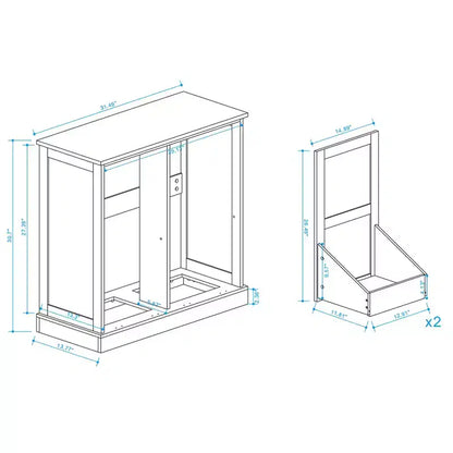 AndMakers Armadietto per biancheria bianco con 2 ante, 31,49 in. L x 13,77 in. P x 30,7 in. H