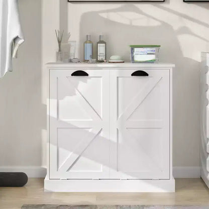 AndMakers Armadietto per biancheria bianco con 2 ante, 31,49 in. L x 13,77 in. P x 30,7 in. H