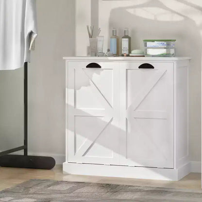 AndMakers Armadietto per biancheria bianco con 2 ante, 31,49 in. L x 13,77 in. P x 30,7 in. H