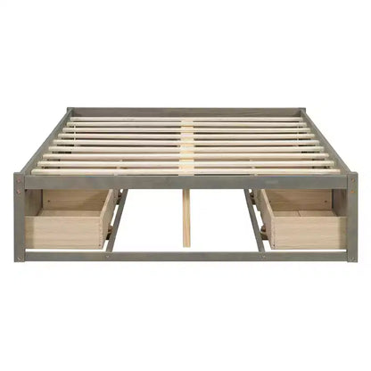 FAMYYT Letto Matrimoniale a Piattaforma in Legno con 6 Cassetti Contenitore, Facile da Montare