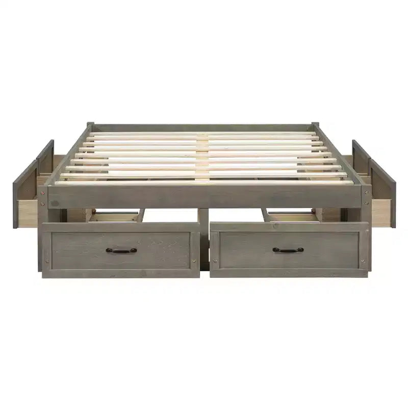 FAMYYT Letto Matrimoniale a Piattaforma in Legno con 6 Cassetti Contenitore, Facile da Montare