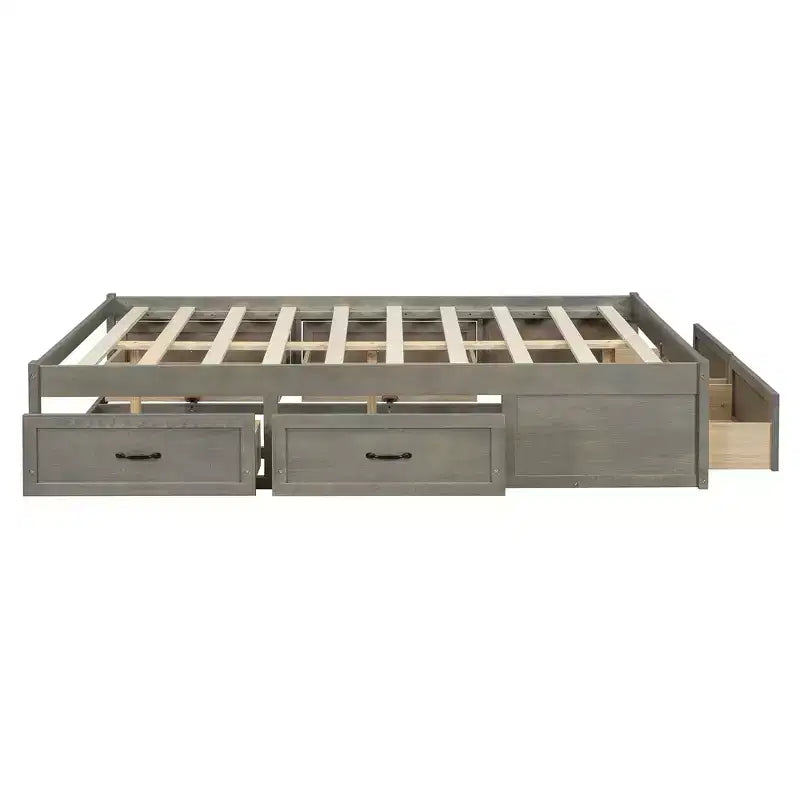 FAMYYT Letto Matrimoniale a Piattaforma in Legno con 6 Cassetti Contenitore, Facile da Montare