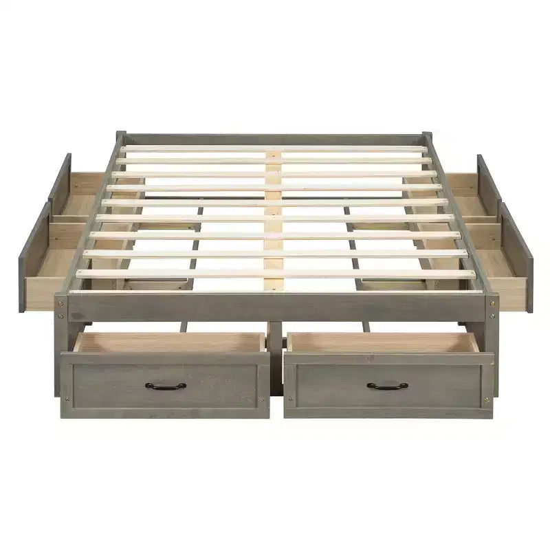 FAMYYT Letto Matrimoniale a Piattaforma in Legno con 6 Cassetti Contenitore, Facile da Montare