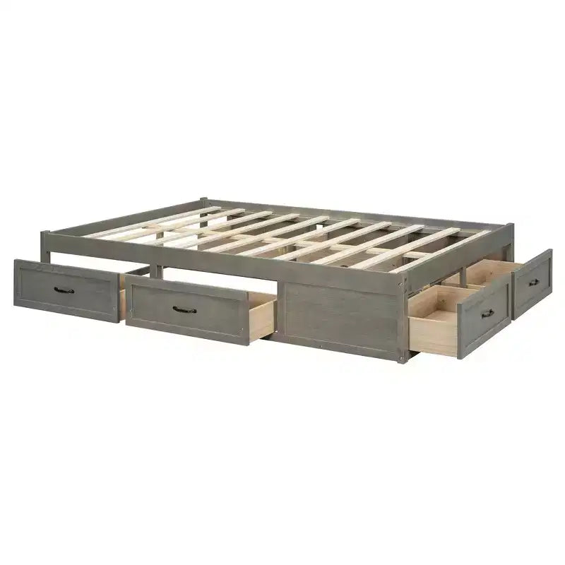 FAMYYT Letto Matrimoniale a Piattaforma in Legno con 6 Cassetti Contenitore, Facile da Montare