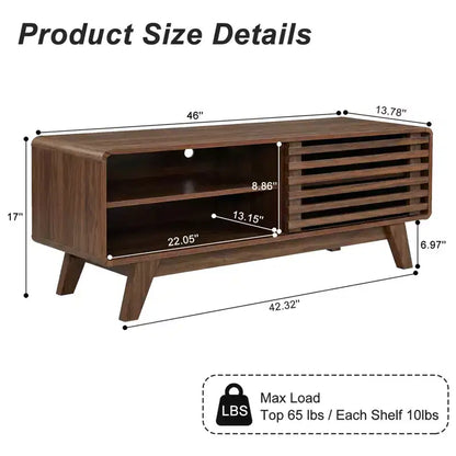 JVNOXK Mobile TV Moderno Mid-Century con Contenitore, Console Media con Anta Scorrevole a Stecche per Soggiorno